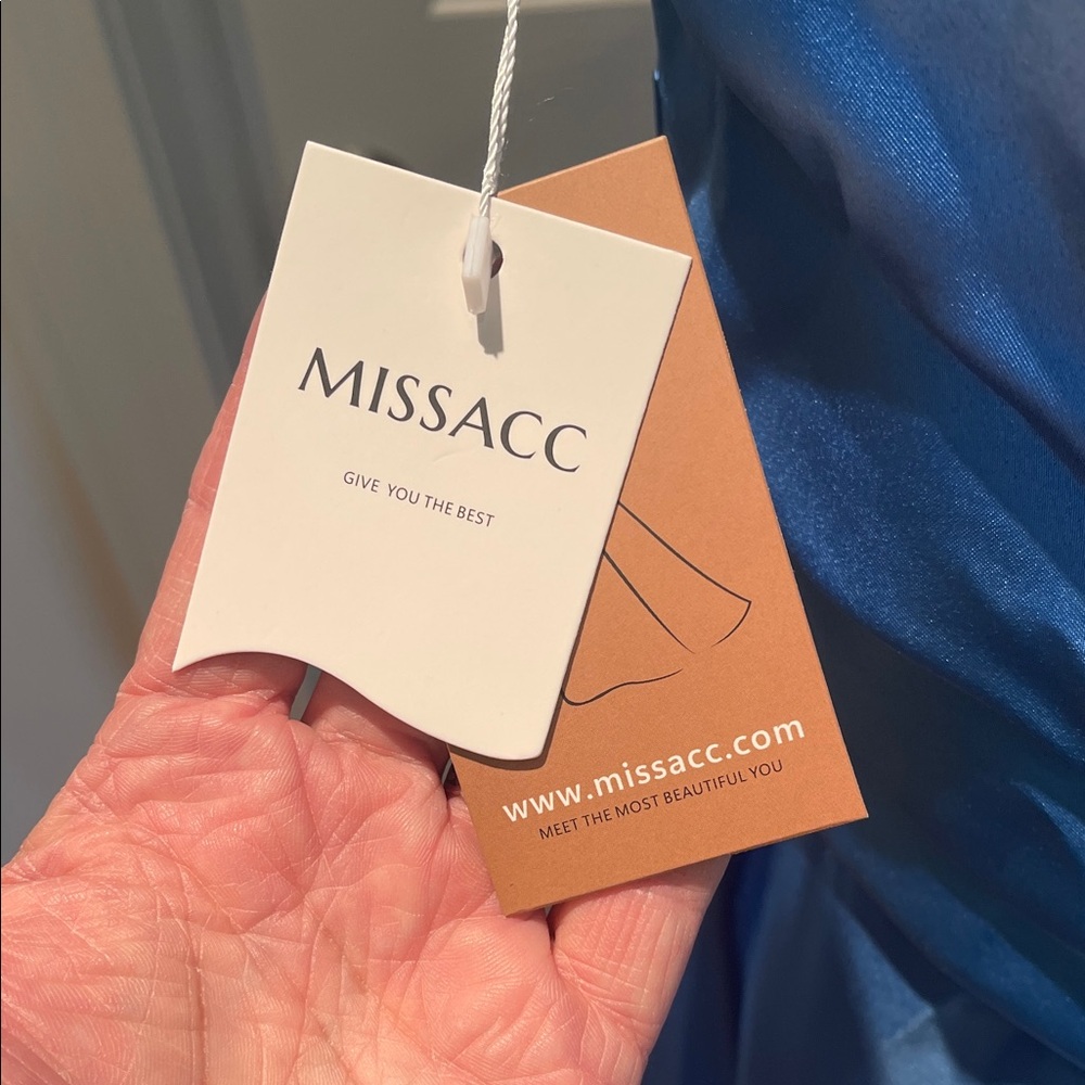 Missacc Elegant Blue Satin Dress - Picture 2 of 12